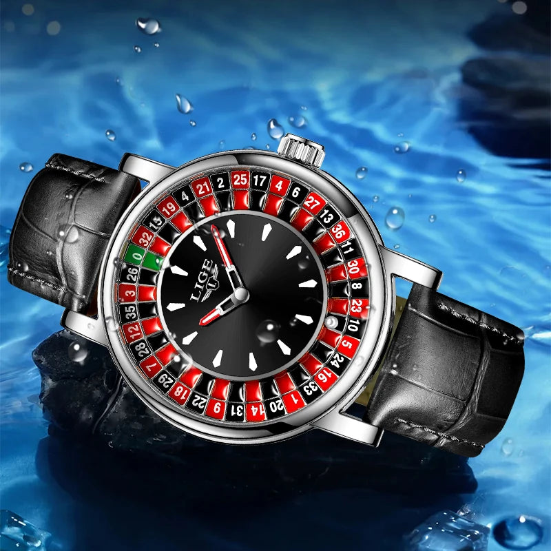 LIGE Outdoor Fashion Quartz Men's Watches Leather Casual Vintage